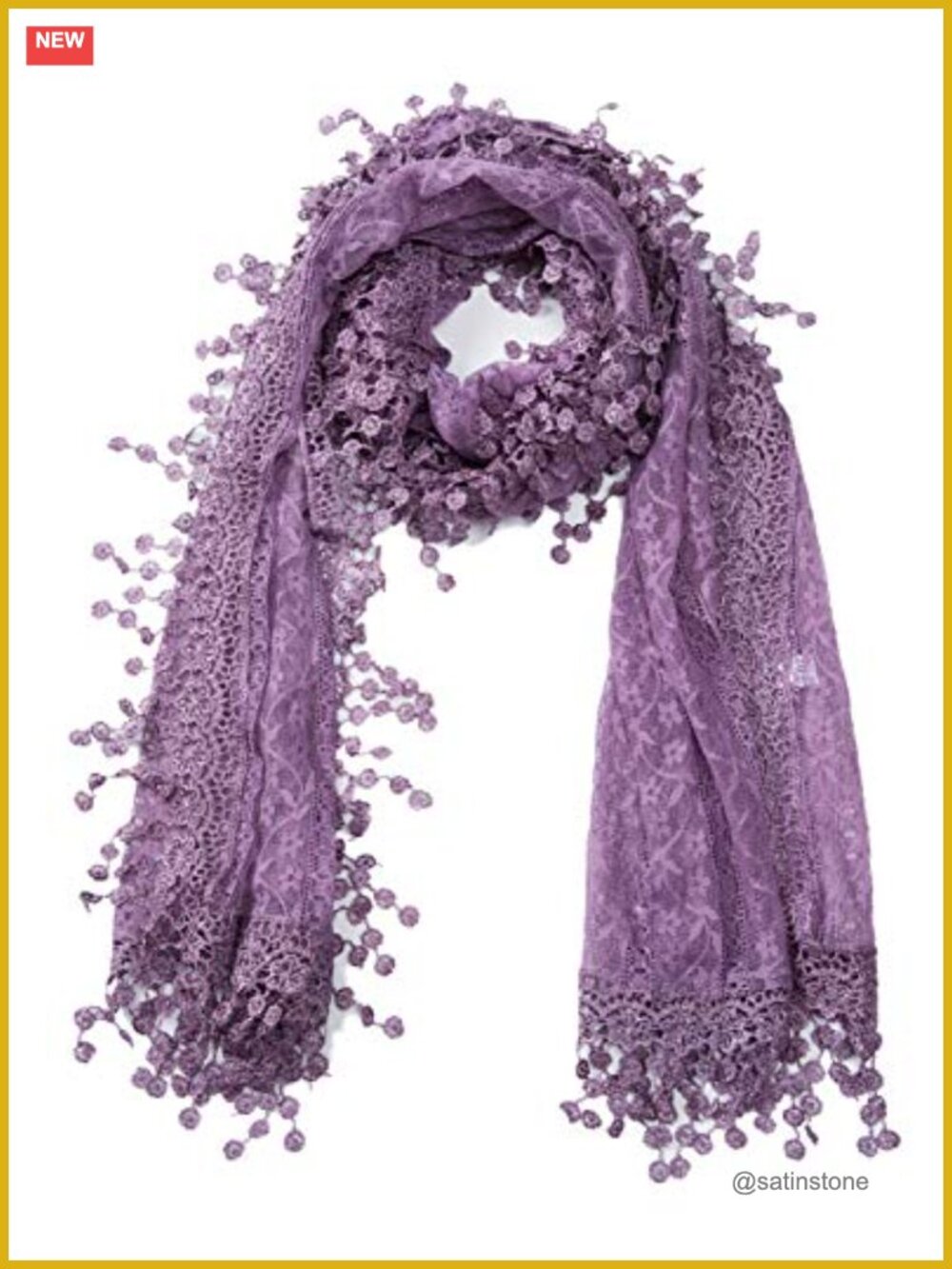 Women's Lightweight Lace Mesh Tassel Scarf Shawl Wrap Multipurpose